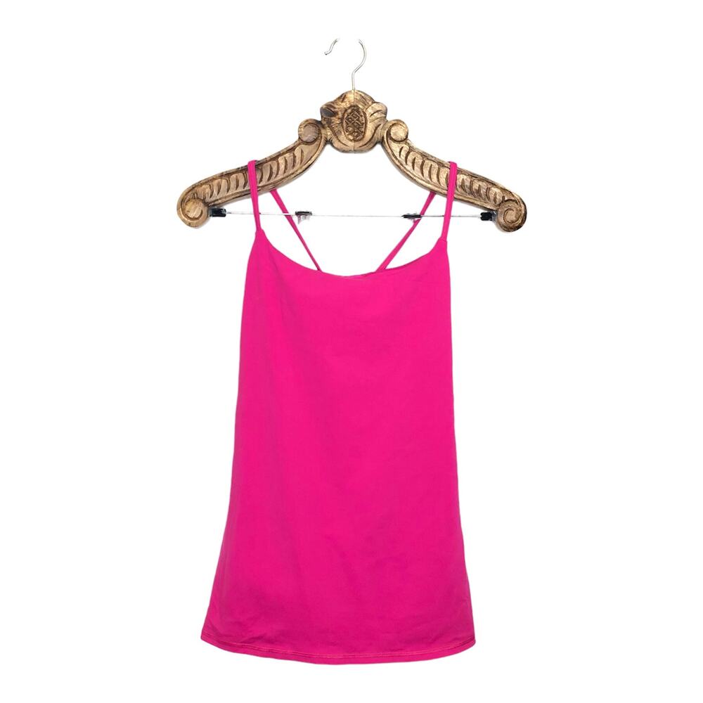 Lululemon Dancing Warrior Tank Jeweled Magenta Luon Strappy Back Yoga Top 8
